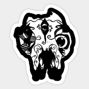 Mystic Three Eyed Cat Skull Sticker